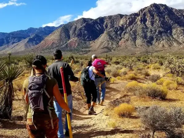 SNMBA volunteer trail crew working on sustainable singletrack in the Mojave