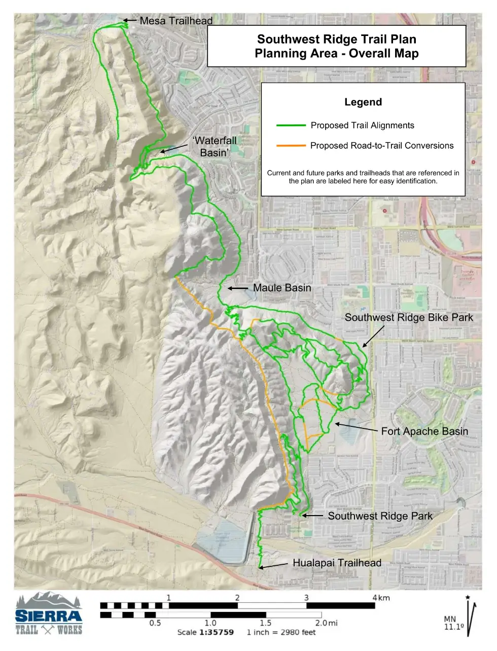 Southwest Ridge Trail Plan overview map showing proposed trail alignments